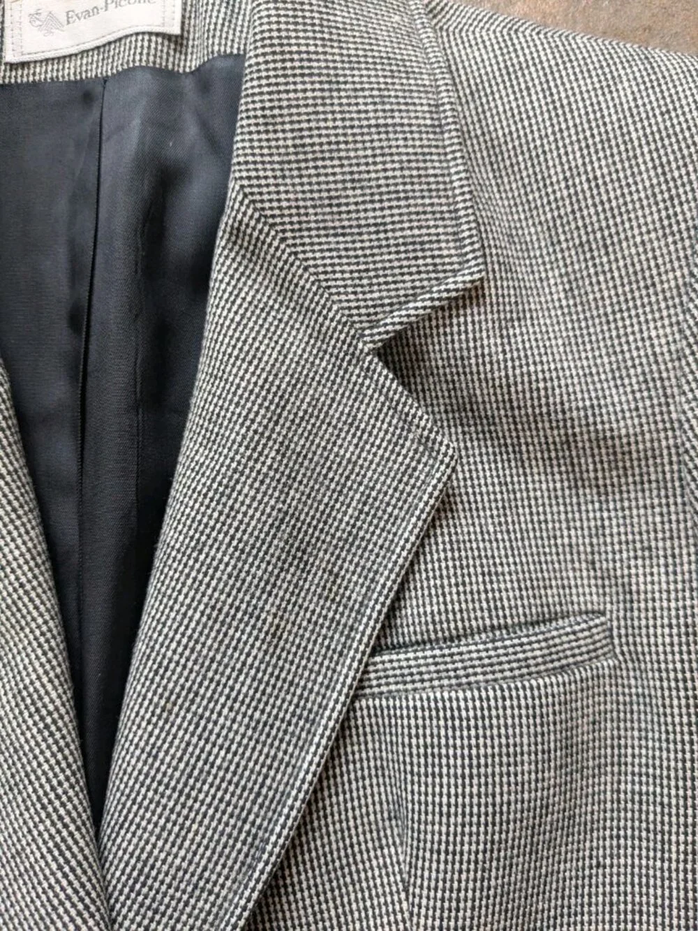 Vintage Evan‑Picone Blazer Jacket SZ 10 USA Union Made 80s 90s Houndstooth ILGWU - Picture 5 of 8